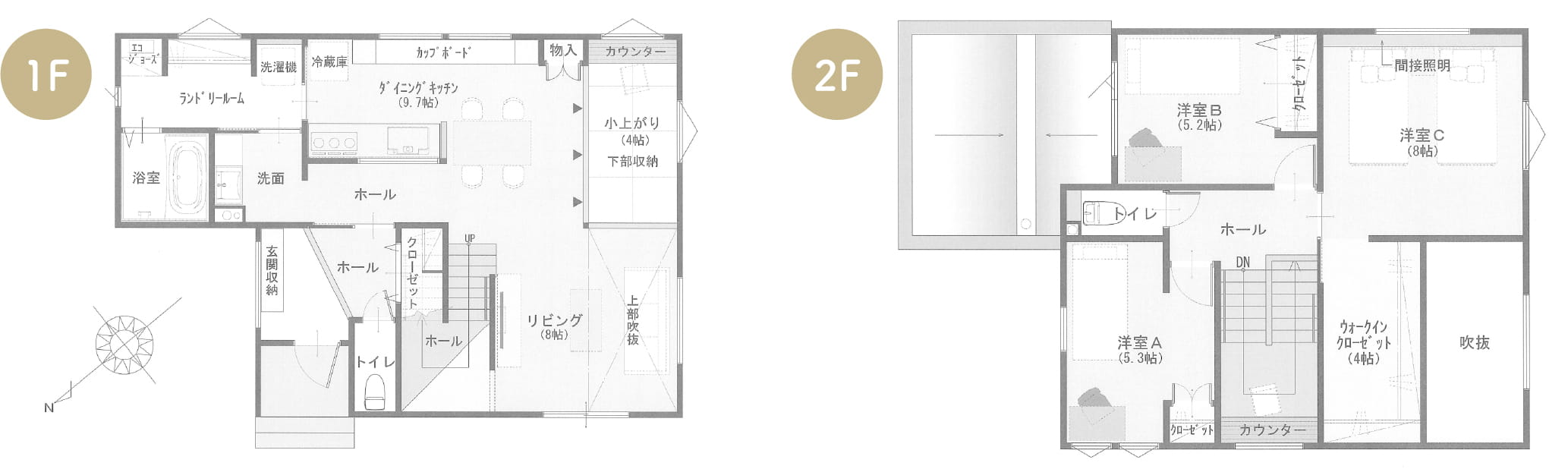 1F 2F間取り図