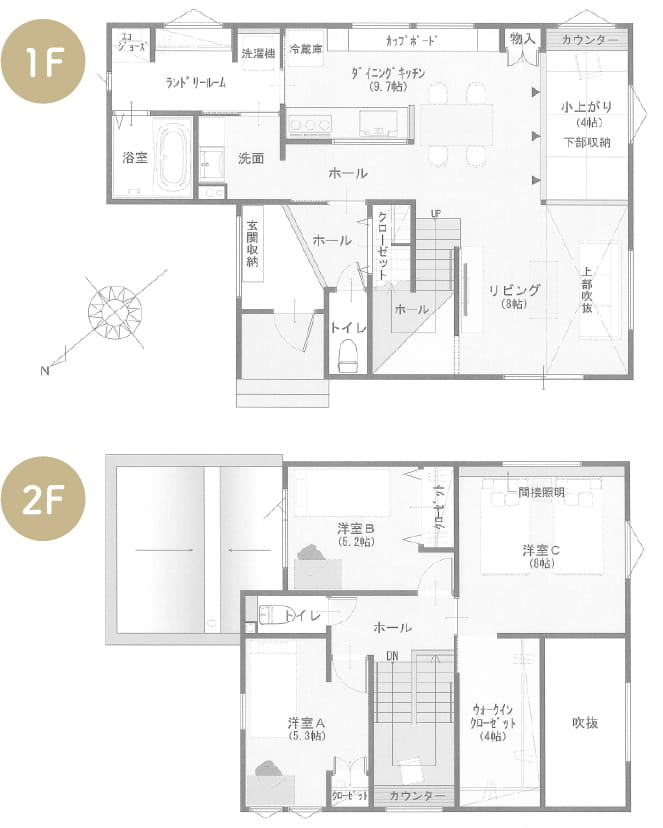 1F 2F間取り図